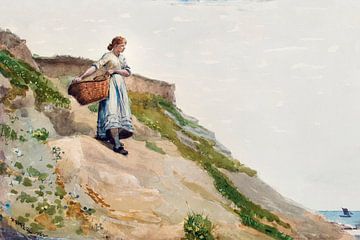 Meisje draagt mand door Winslow Homer