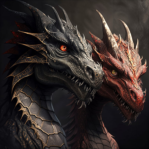 Two dragons by Harvey Hicks on canvas, poster, wallpaper and more