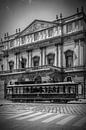MAILAND Teatro alla Scala und Straßenbahn | Monochrom  von Melanie Viola Miniaturansicht