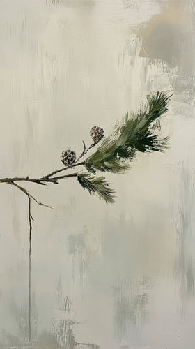 A tranquil pine branch bathed in a creamy glow