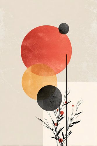 Abstract circles, sun composition, minimalist design