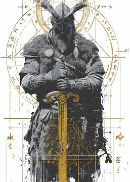 Wikingerkrieger mit mächtigem Schwert