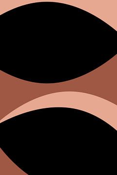 Moderne abstracte boho vormen in roze, terra, zwart nr. 1 van Dina Dankers