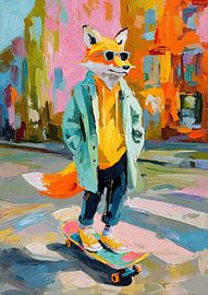 Skater fox in expressive colour dynamics by Niklas Maximilian