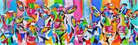 Koeien en kalveren Hedendaags kleurrijk . van Kunstenares Mir Mirthe Kolkman van der Klip thumbnail