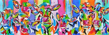 Koeien en kalveren Hedendaags kleurrijk . van Kunstenares Mir Mirthe Kolkman van der Klip