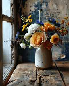 Buntes und modernes Stillleben mit Blumen