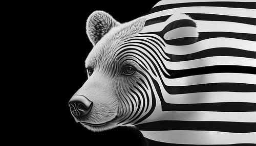 Bär in schwarzen und weißen Linien