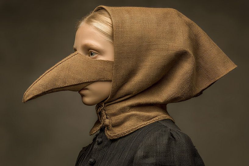 surrealist portrait woman with bird beak by Egon Zitter