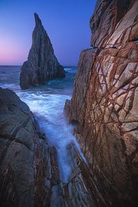 Asturias Playa de Mexota plage après le coucher du soleil