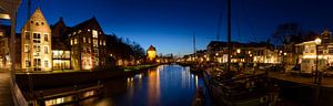 Vue de soirée au-dessus du Thorbeckegracht dans la ville de Zwolle sur Sjoerd van der Wal Photographie