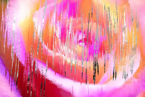 La vie en Rose - Digitaal kunstwerk met kleurrijke bloem