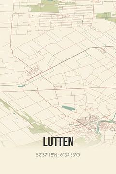 Vintage landkaart van Lutten (Overijssel) van MijnStadsPoster