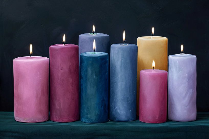 Realistische bunte Kerzen für die Heimdekoration von Art & Soul Creations