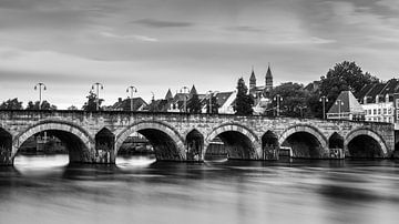 Saint Servatius Bridge in black and white, Maastricht