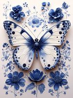 Delft Blue Butterfly Tile