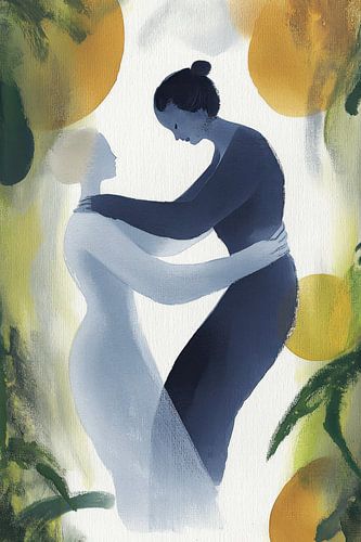 Mother daughter embrace eachother