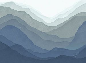 Bergen van Japan - Modern Licht blauw van Studio Hinte