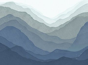 Bergen van Japan - Modern Licht blauw van Studio Hinte