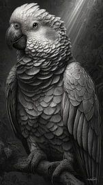 Schwarz-Weiß-Papagei Kakadu-ara von Gelissen Artworks