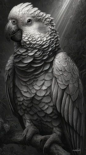 perroquet noir et blanc cacatoès-ara
