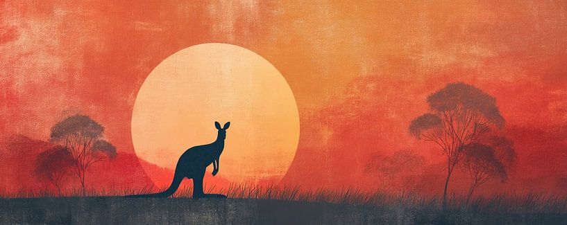 Känguru Scherenschnitt von Abstraktes Gemälde