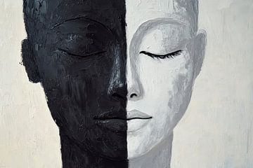 Half face in black and white - artwork by Poster Art Shop