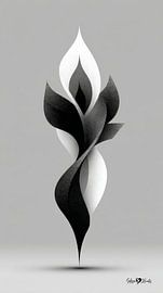 Monochrome Flow - Art abstrait en noir et blanc en mouvement sur Gelissen Artworks