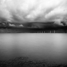 Paysage hollandais en noir / blanc. sur Mark de Weger