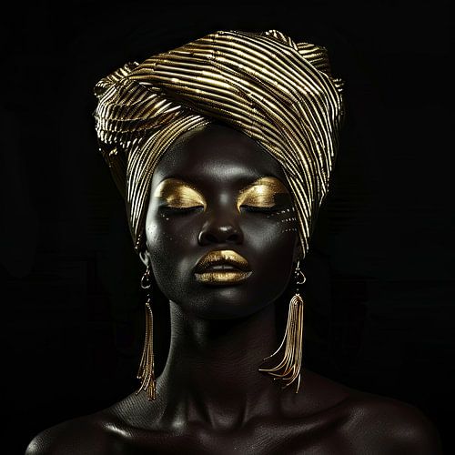 Afrikaanse vrouw in goud