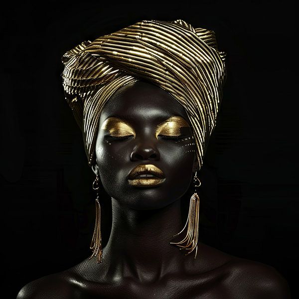 Afrikanische Frau in Gold von Poster Art Shop