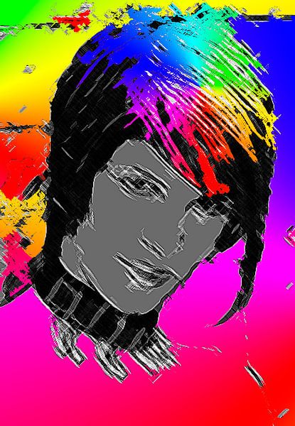 Vrouw met regenboog kleuren in haar kapsel-Woman with Rainbow colors in her hair style-Femme aux cou van aldino marsella