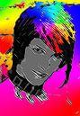 Vrouw met regenboog kleuren in haar kapsel-Woman with Rainbow colors in her hair style-Femme aux cou van aldino marsella thumbnail