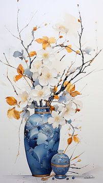 dried flowers in a Kintsugi vase by Gelissen Artworks