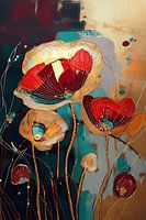 Abstrakte Mohnblumen, Serie Goldstrukturen-2