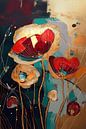 Abstrakte Mohnblumen, Serie Goldstrukturen-2 von Studio Pieternel Miniaturansicht