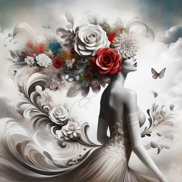 Femme avec des fleurs par Bernhard Karssies