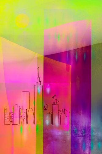 Neon City. The Suburbs. Modern Abstract.