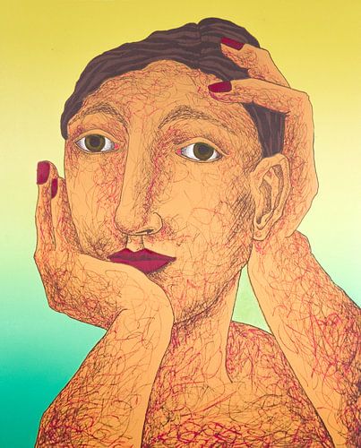 Vrouw Met Handen Om Het Gezicht