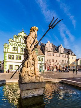 Fontaine de Neptune sur le marché à Weimar - Thuringe sur Werner Dieterich