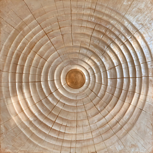 Beige Abstract Schilderij: Berkenhout dat Rust Vindt rond een Gouden Hart
