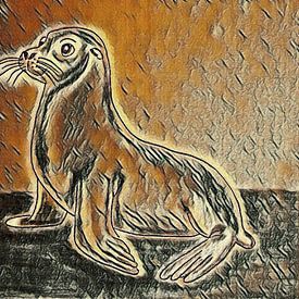 Seelöwe ( bearbeitete Zeichnung ) von Jose Lok