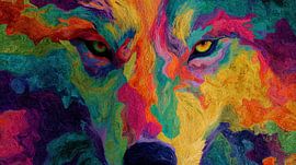Abstraktes, farbenfrohes Wolf-Panorama von TheXclusive Art