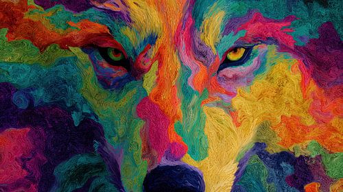 Abstracte kleurrijke wolf panorama