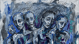 Silent Symphony of Grief – Neo-Expressionist Emotional Canvas by Aden Pink Studio