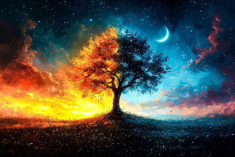 Magische boom met kleurcontrast van Art & Soul Creations