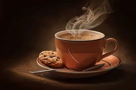 illustration of a hot cup of coffee or cappuccino