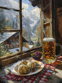 Alpenküche mit Bier und Knödeln