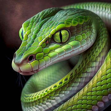 Portrait of a Green Snake Illustration by Animaflora PicsStock