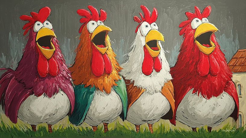 Talking / singing chickens by Gelissen Artworks